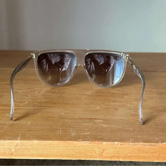 Celine CL40006F Oversized Aviator Sunglasses Clear Frame Brown Gradient Lens - Picture 5 of 7